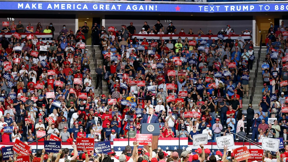 USA:s president Donald Trump höll ett massmöte i Tulsa, Oklahoma, den 20 juni.