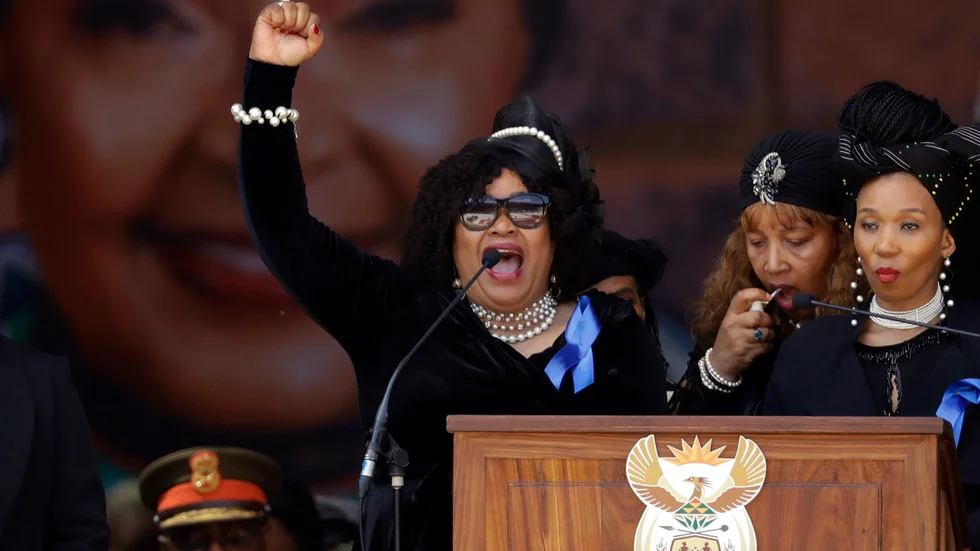 Nelson Mandelas dotter Zindzi Mandela under filmpremiären av "Mandela – Vägen till frihet" i London 2018. Arkivbild.