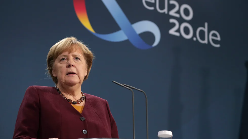 Tysklands förbundskansler Angela Merkel under EU-mötet.