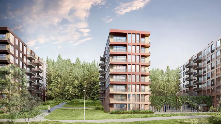Så här tänker Jagaren Fastigheter att deras hus kan se ut, främst när det gäller balkongernas placering, och hur långt det bör vara mellan byggnaderna. Höjden kan dock öka till 12 våningar. 