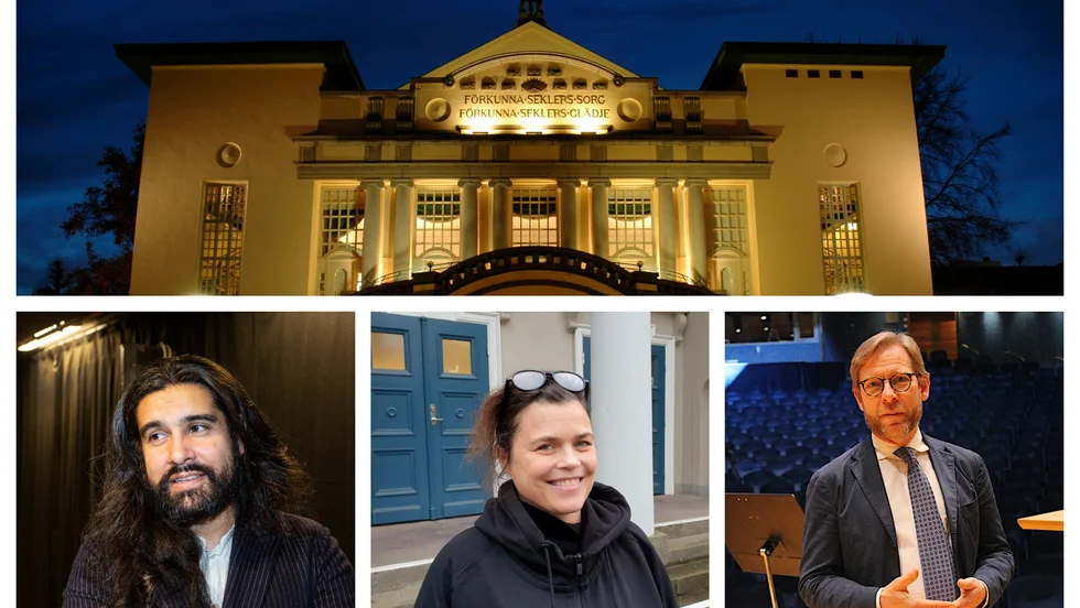 Mötet med publiken skjuts på framtiden. Scenkonst Öst förlänger publikpausen och Östgötateaterns stora premiärer flyttas till 2022. fr v Nils Poletti, Paula McManus, Henrik Marmén.