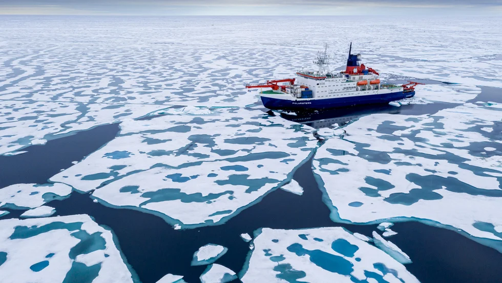 Forskningsfartyget Polarstern har varit på resa i Norra ishavet i över ett år. På bilden befinner sig isbrytaren nära Nordpolen. Arkivbild.