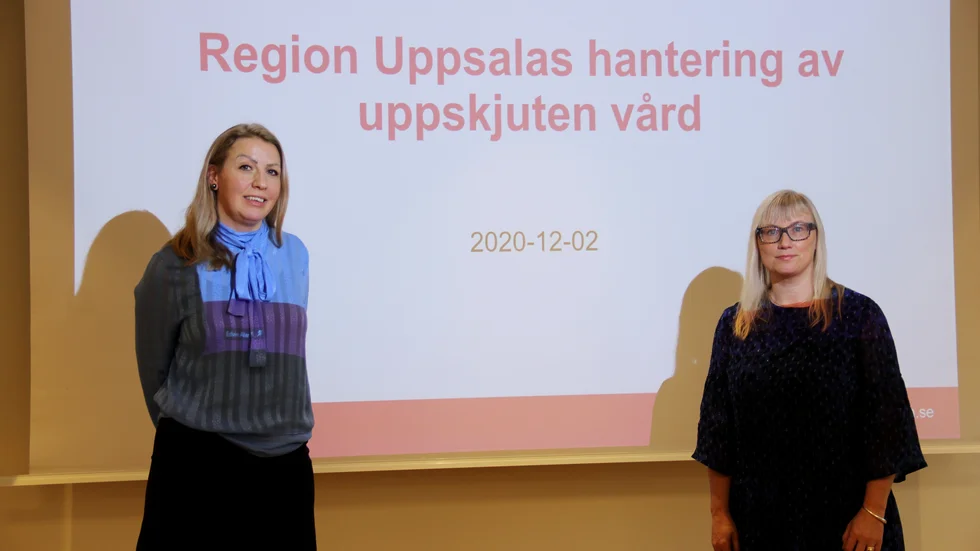 Emilie Orring (M), regionstyrelsens ordförande och Malin Sjöberg Högrell (L), sjukhusstyrelsens ordförande presenterade under onsdagen en åtgärdsplan för att få bukt på vårdköerna.