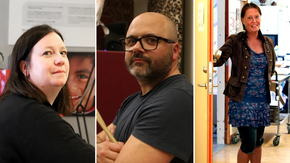 Några av pristagarna. Från vänster: Caisa Skoggren, länsstyrelsen, Johannes Hedlund, Jobbsam och Karina Hedengrahn, korttidsenheten på Korpen.