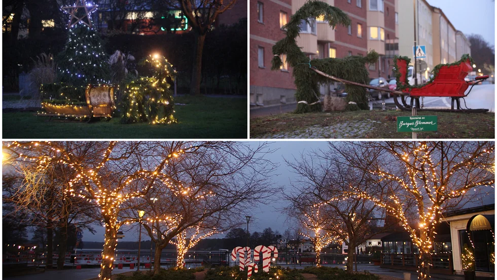 Trots måndagsnattens härjningar tändes kommunens julbock och trädslingor på tisdagens eftermiddag som vanligt igen. Mot kvällen tändes även Burges blommors bock i rondellen nära butiken.