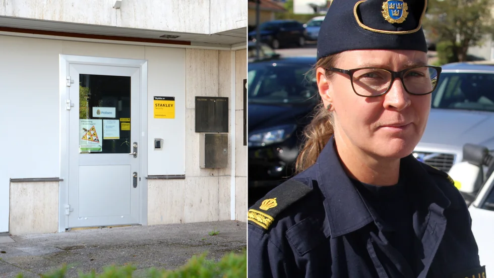 Besöken vid polisreceptionen är få och öppettiderna halveras nu. "Frigör tid för poliserna att jobba i yttre tjänst", förklarar kommunpolis Sofia Hedberg.