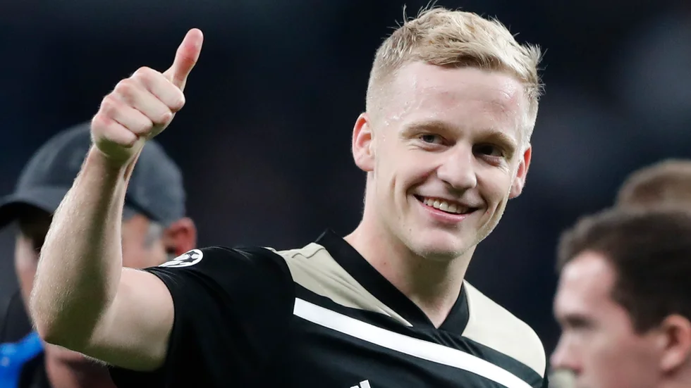 Donny van de Beek efter sitt mål i Champions League-semifinalen mot Tottenham 2019.