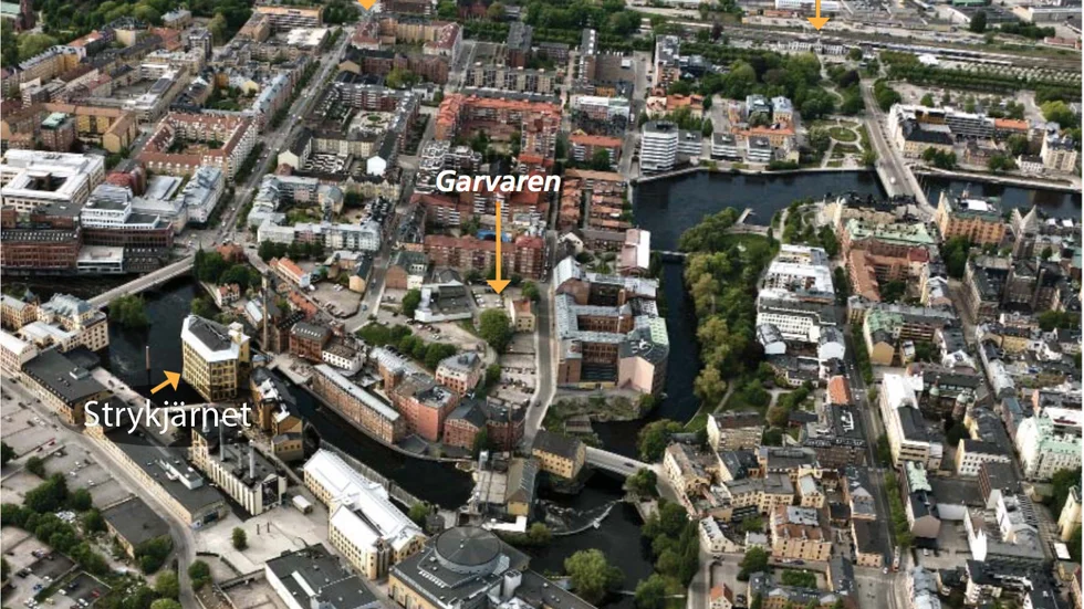 Kvarteret Garvarens läge i Norrköping. 