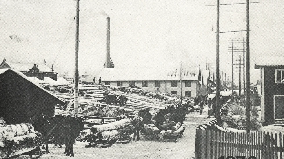 Det var här, vid Fabriksgatan, träindustrin i Katrineholm startade 1876. Timmerleverans kom med oxar till Fredriksons Träförädling.