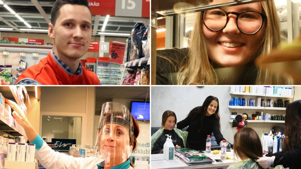 Svante Pettersson, Annie Kahlbom, Christina Norrby och Johanna Smitterberg är några av dem som måste jobba på plats under pandemin. 