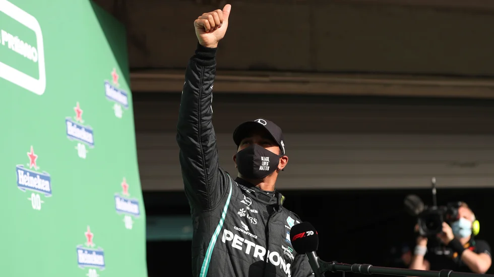 Lewis Hamilton var snabbast i kvalet i Portugal.