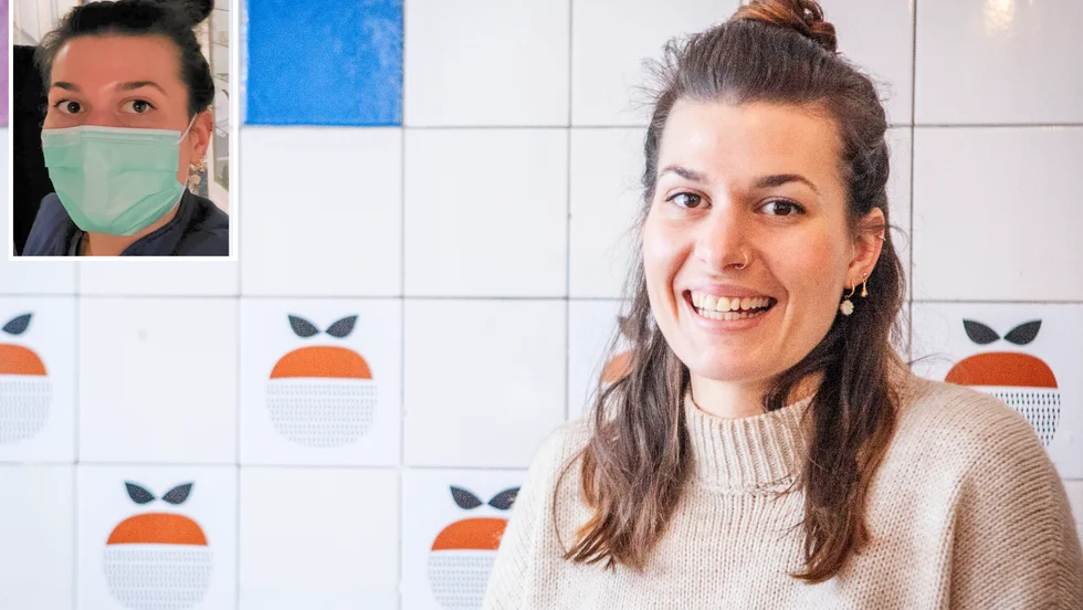 Ellen Kanellos har ett ben i baren och ett annat i vården, på sätt och vis är hon till hjälp för människor på båda ställena.
