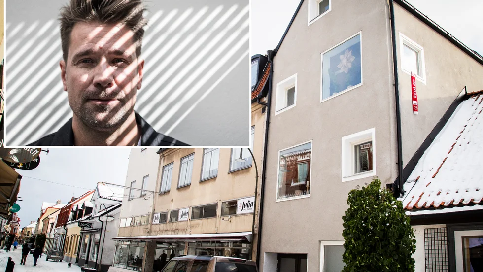 Detta townhouse på Adelsgatan i Visby är nominerat till Kasper Kalkom-priset som en an landets fulaste nybyggen 2020.