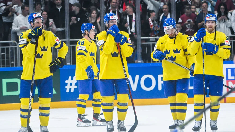 Tre Kronor efter kvartsfinalförlusten i senaste VM. Arkivbild.