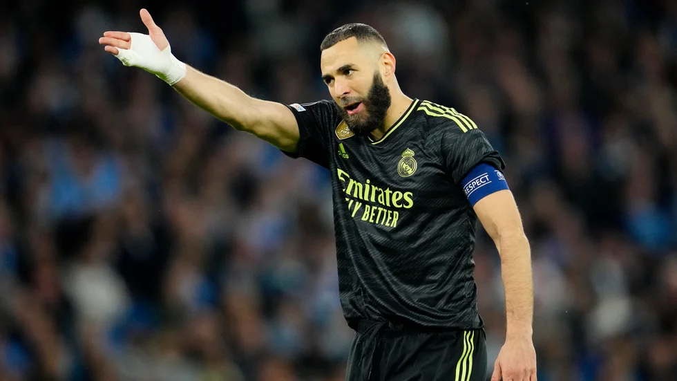 Karim Benzema i Real Madrid-tröjan. Arkivbild.