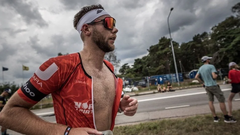 Ludwig Fleetwood i sitt sista lopp, Ironman i Kalmar. – Men jag kan tänka mig att starta i någon tävling framöver. De har en lite mindre variant ett par dagar innan Ironman, säger Ludwig.