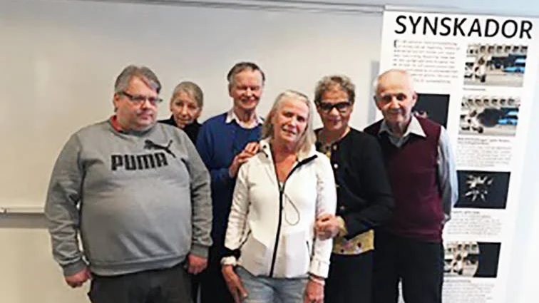 Den nyvalda styrelse för Synskadades riksförbund Norrbotten. Från vänster; Michael Hellström, Kalix, Lena Nilsson, Boden, Taisto Paganus, Kiruna nyvald ordförande, Marianne Nordqvist, Luleå, Ulla Bergeros, Luleå och Bertil Dahlqvist Boden.