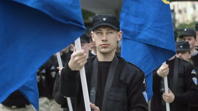 Jonas Andersson, 27, gruppledare för Nationalsocialistisk front i Linköping. Han leder även organisationens arbete i länet. BILD: EXPO