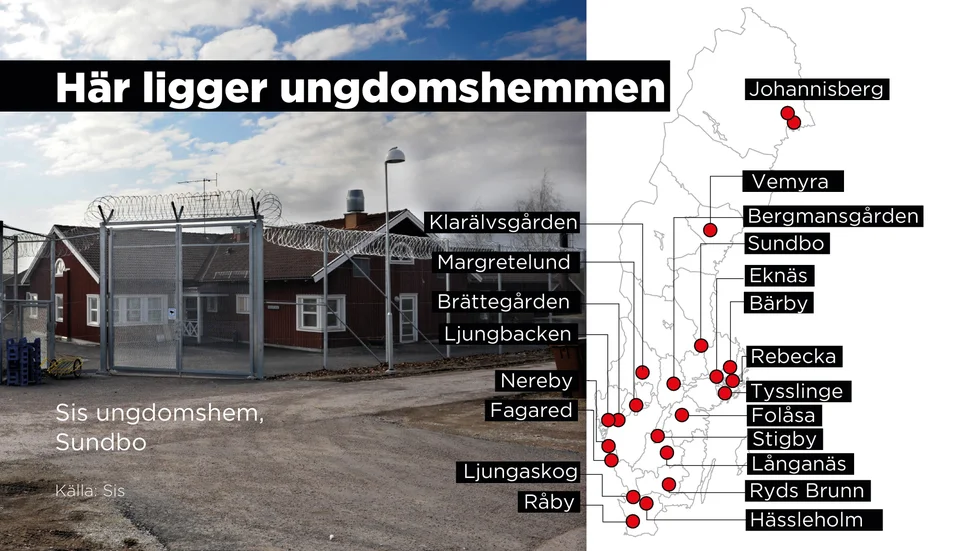 Här ligger Sveriges 21 särskilda ungdomshem med drygt 700 platser.