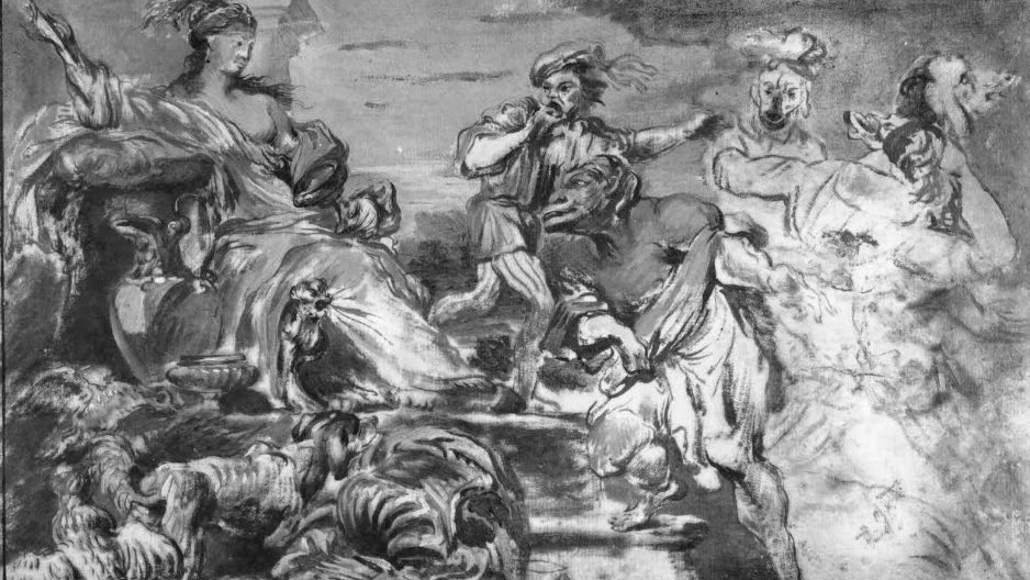 Myten om Kirke är ett populärt motiv i konsten från antikens dagar och framåt. Här teckningen ”Kirke förvandlar Odysseus män till bestar” av 1600-talskonstnären Giovanni Benedetto Castiglione.
