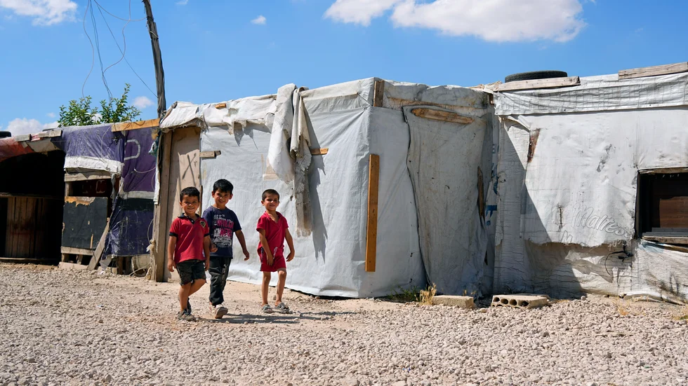 Syriska flyktingbarn i flyktinglägret i staden Bar Elias i Syriens grannland Libanon.