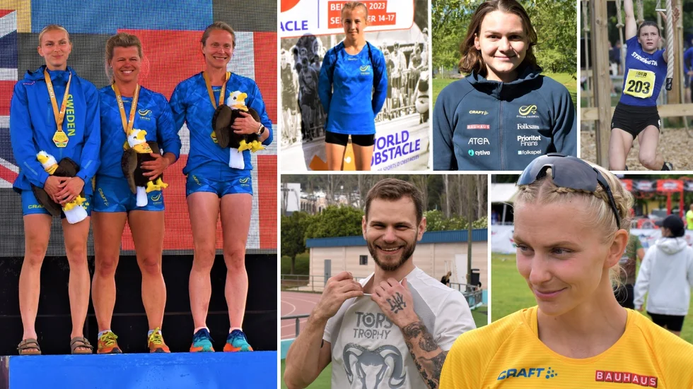 Hemmahoppen är redo för Tors Trophy. På prispallen syns Camilla Boander, Pia Kind och Malin Johansson. Övriga Eskilstunalöpare på bild är Ella Jacobson, Malin Dahlbäck och Fred Almén. Längst ner till höger i Sverigetröja syns Boander i närbild.