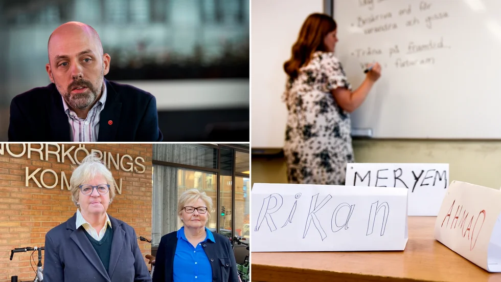 Nicklas Lundström (V) står mot Ingrid Cassel (M) och Gunilla Hellberg (SD) i frågan om hur mycket pengar som ska läggas på modersmålsundervisning.