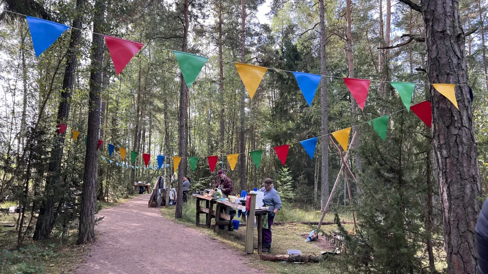 Naturum och matlagnings-SM
Fem lag är nu mitt upp i tävlingen och står vid varsitt bås och varsin eld. De ska laga förrätt, varmrätt och efterrätt. 
