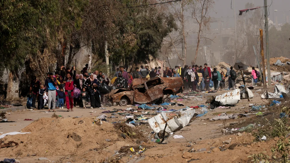 Palestinier flyr till den södra delen av Gazaremsan. Arkivbild.