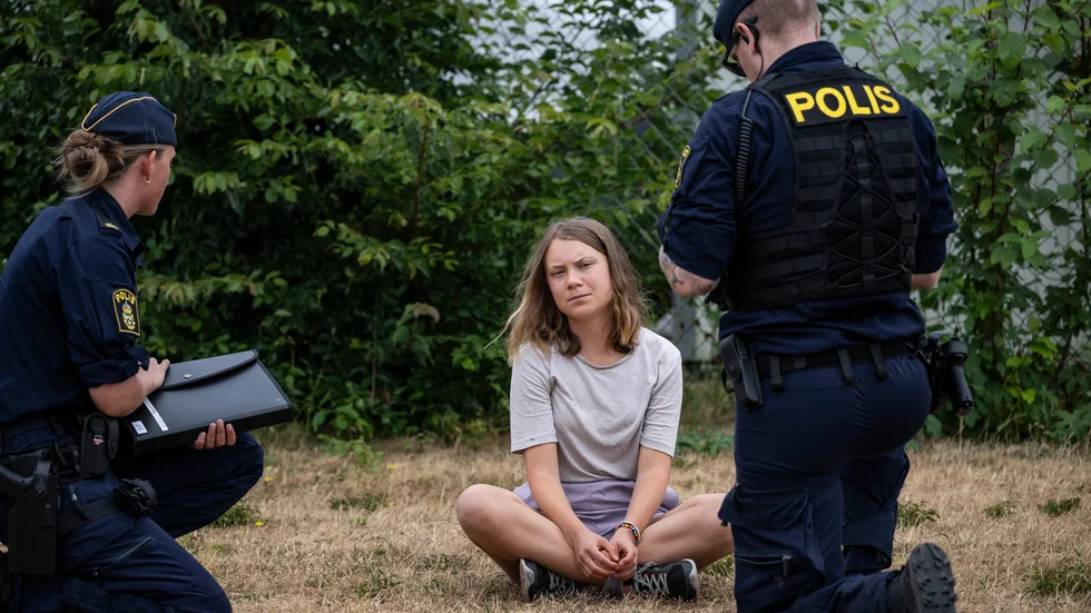 BLOCKAD. I juni i år blockerade Greta Thunberg och "Ta framtiden tillbaka" Oljehamnen i Malmö.