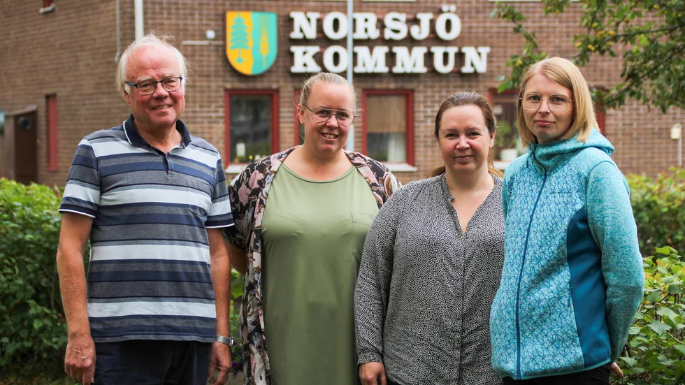 Kommunfullmäktiges fasta beredning i Norsjö, fr v Lars Israelsson (S), Malin Hallin (L), Charlotta Jansson Enquist (M) och Lina Hjelte (V). Deras uppgift är bland annat att samordna demokratiarbetet och utveckla medborgarinflytandet.