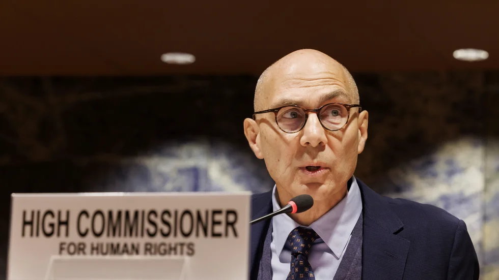 Volker Türk, FN:s högkommissarie för de mänskliga rättigheterna, under mötet i Genève.