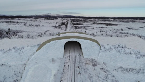 Bilden är en illustration hur en faunapassage vid Kalixfors-Råtsi skulle kunna se ut.