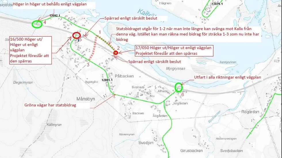 Förslaget. Så här kommer infarterna till Månsbyn se ut i framtiden enligt Trafikverket.
