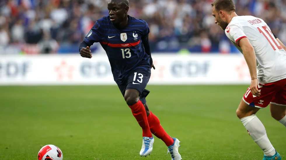 Frankrikes N'Golo Kanté missar VM. Arkivbild.