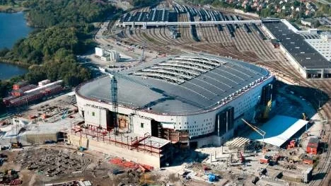 Den nya fotbollsstadion Friends Arena i Solna.