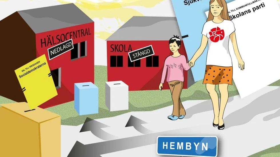 Den (s)plittrade väljaren. Nästan varannan norrbottning röstade på Socialdemokraterna i riksdagsvalet, en andel som legat hyfsat stadigt i val efter val. På lokalplanet ser det annorlunda ut, inte minst i valdistrikt där S-ledningar lagt ner verksamheter inom vård och skola. Illustration: Maria Lindgren