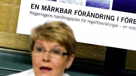 INTE ENLIGT PLANEN. Näringsminister Maud Olofsson (C) och regeringen har en bra bit kvar till målet att minska regelbördan för företagen med 25 procent.