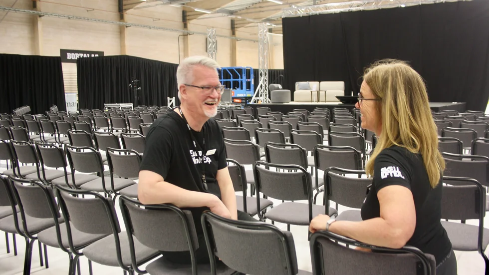Erik Säfvenberg och Sinnika Sjunnesson i den nya konferenslokalen på Euro Mine Expo.