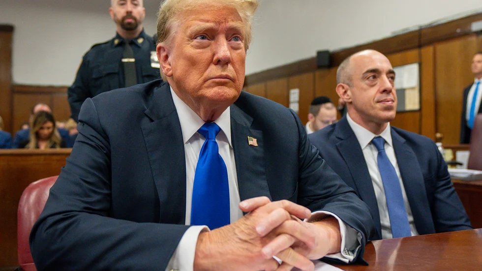 USA:s expresident Donald Trump i rätten i New York på torsdagen, lokal tid.