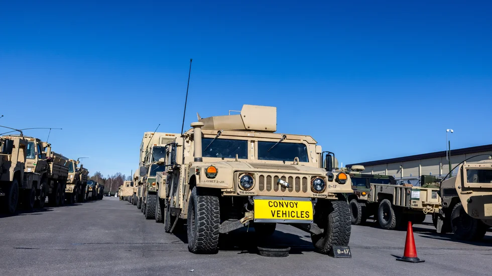 Bilden är från övningen "Immidiate Response" som Försvarsmakten höll en presskonferens om den 1 maj  på I19 i 
Boden. 