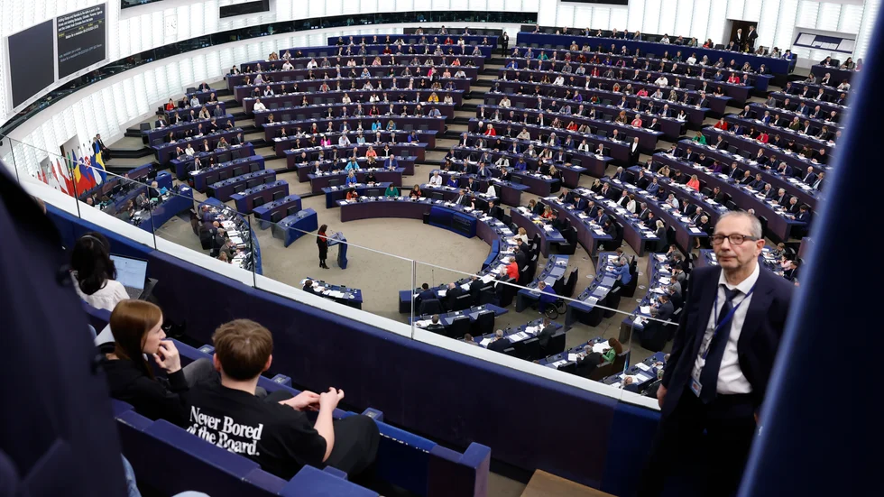 Utsikt ner över EU-parlamentets ledamöter i Strasbourg. Arkivbild.