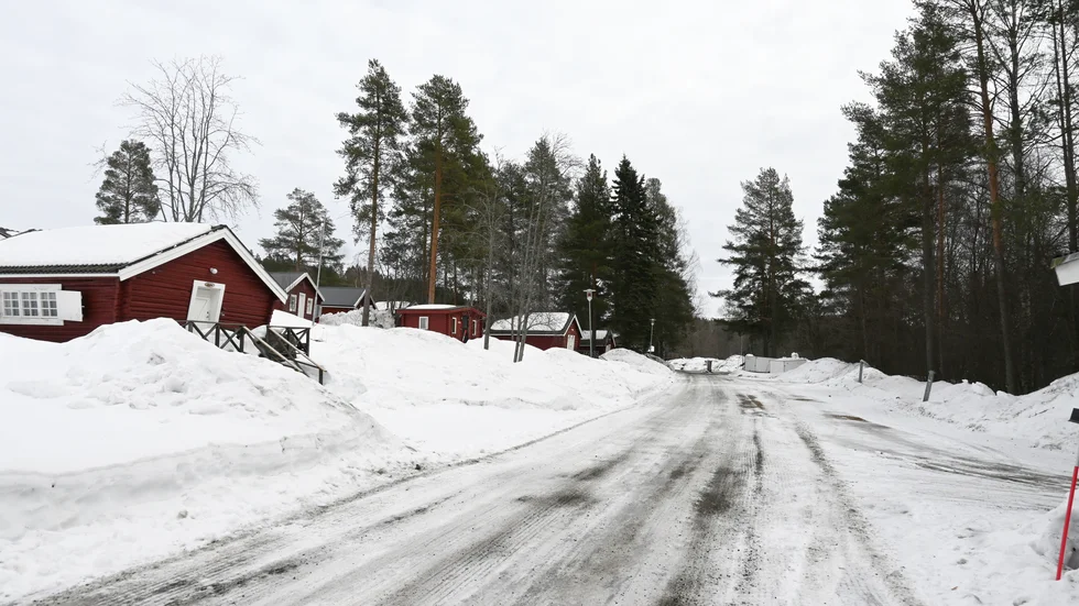 A designated area on the campsite where 18 new cabins are planned to be built. The E4 highway is located to the right.