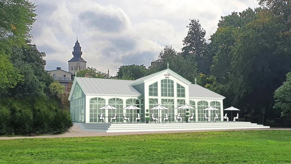 ”Vinterträdgården” kallar arkitekten Anette Olofsson det förslag som hon ritat på uppdrag av DBW. Byggnaden ska uppföras på den plats där sällskapets paviljong, som brann ner till grunden 1951, stod.