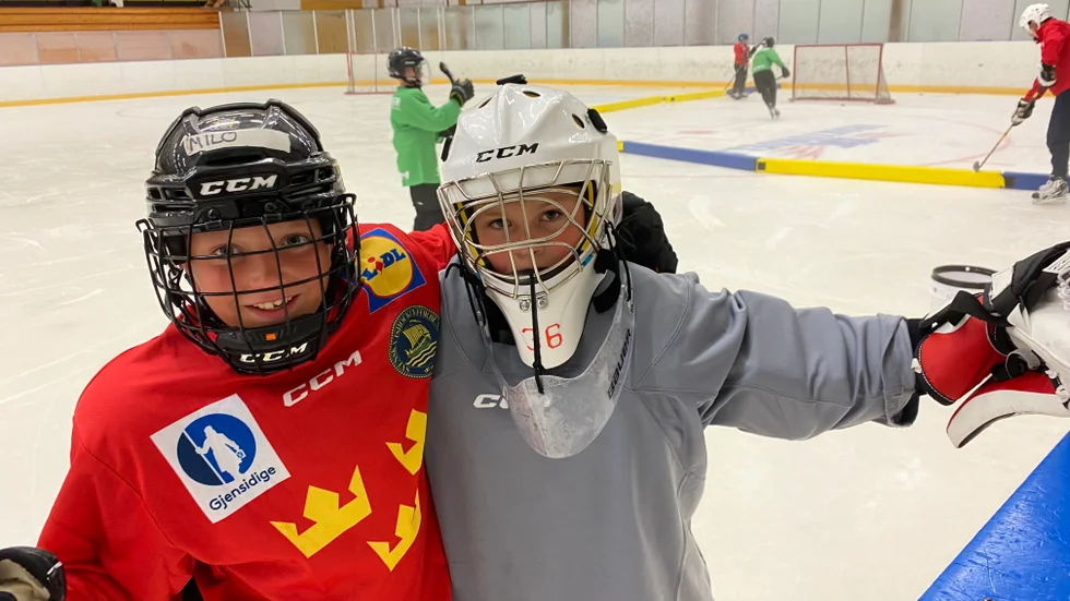 Kul på is. Motala AIF:s ishockeyskola arrangeras i veckan och med är bland andra Milo Thyni från Maif och Ted Lindgren från Wettern. "Roligt att vara på isen", säger Ted, målvakt.