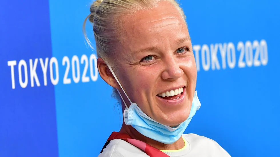 Sveriges lagkapten Caroline Seger under gårdagens presskonferens inför OS-finalen i fotboll mot Kanada.