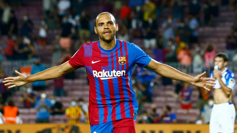 Barcelona's Martin Braithwaite gjorde två mål på Real Sociedad.