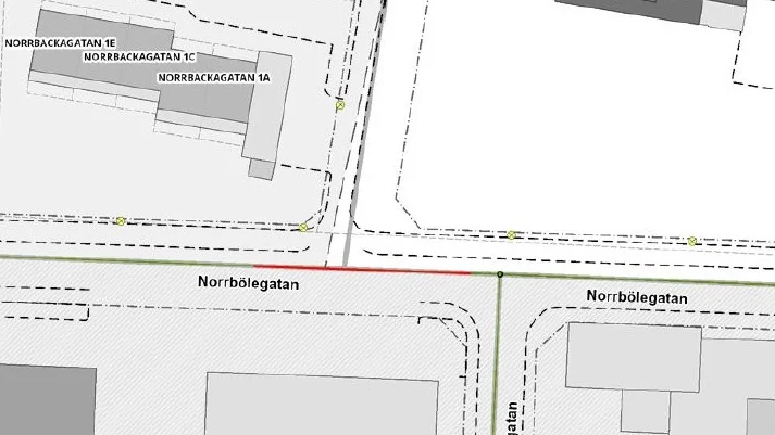 Det är förbjudet att köra där vägen är markerad i rött. 