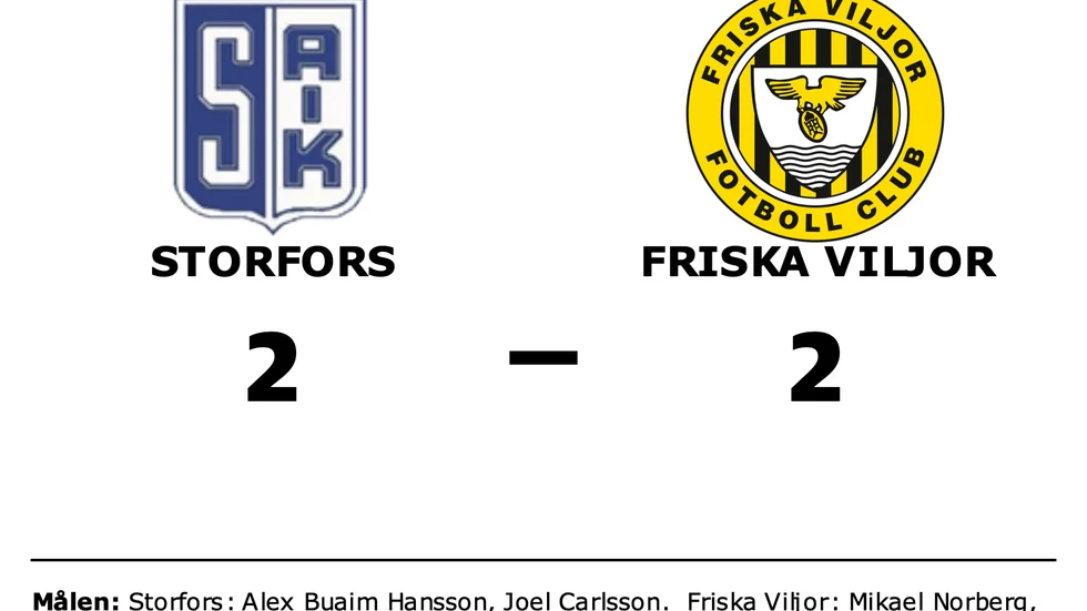 Storfors spelade lika mot Friska Viljor