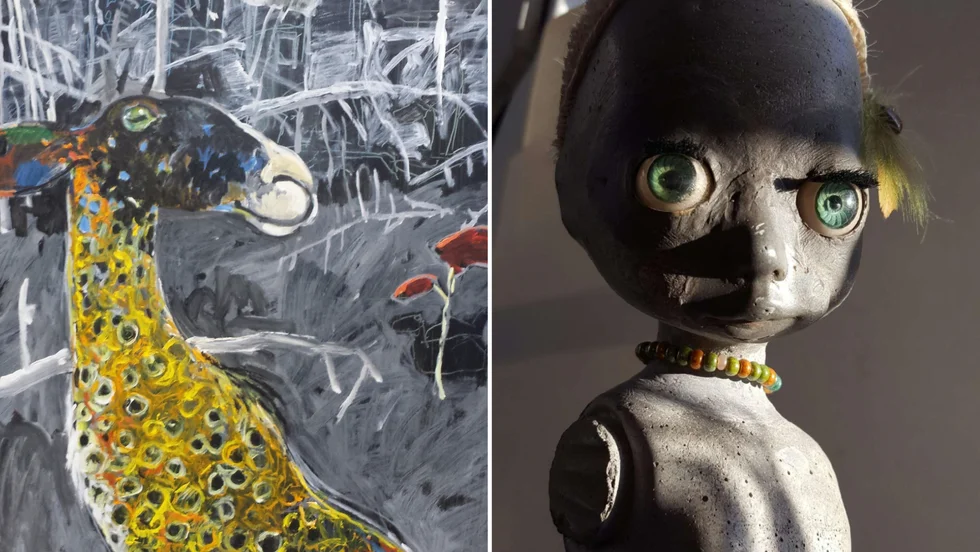 Målning och skulptur av Kaj Engström.